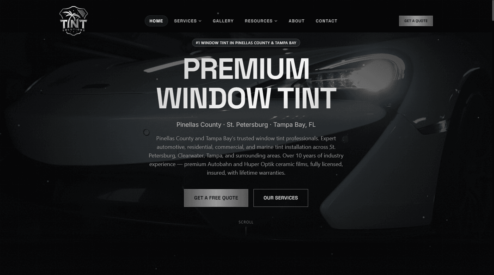 Gulf Coast Tint Solutions website